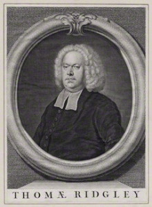 NPG D27498; Thomas Ridgley by John Vandergucht, after Bartholomew Dandridge